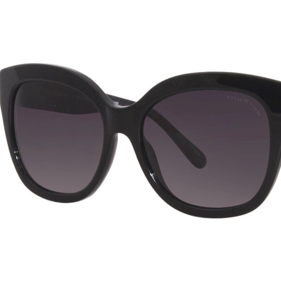 Coach HC8264 Sunglasses – Black with Grey Gradient Polarized Lenses, 56mm - Picture 1 of 4